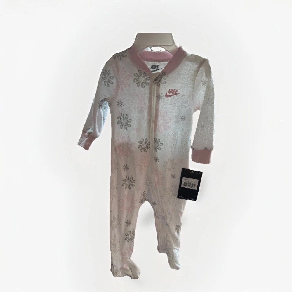 Nike Kids One Piece - Pink and White with Snowflake Pattern